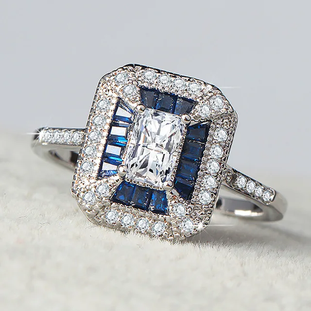 Диана спенсер принцесса кольцо синий AAAAA циркон кристалл серебристый юбилей обручальное кольца для мужчин и женщин палец