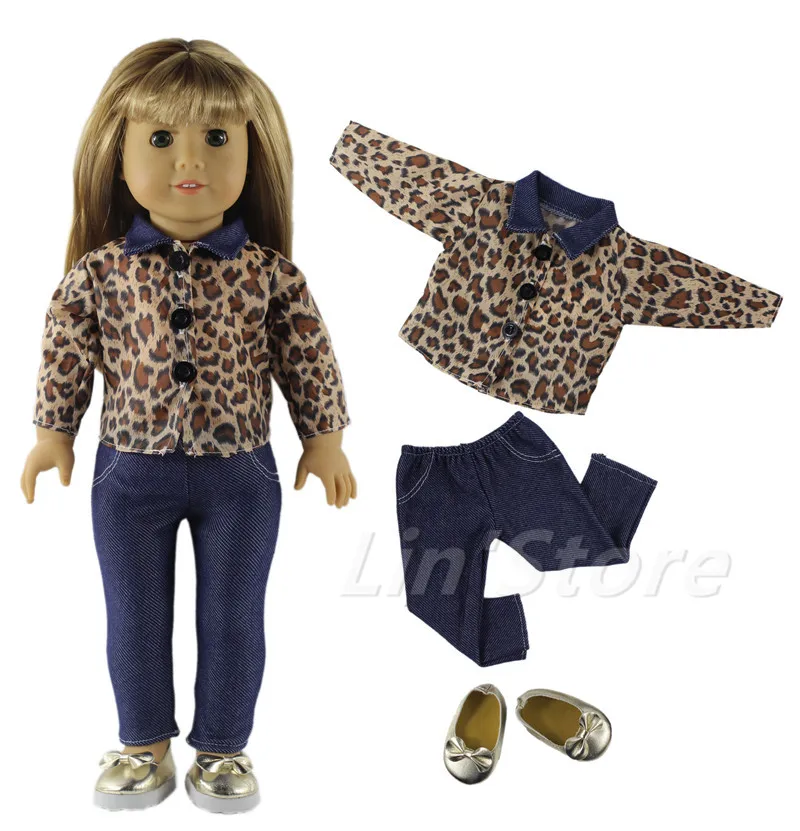 

Doll Clothes Leopard print Shirt+pants for 18'' American Doll Handmade Clothes Outfit