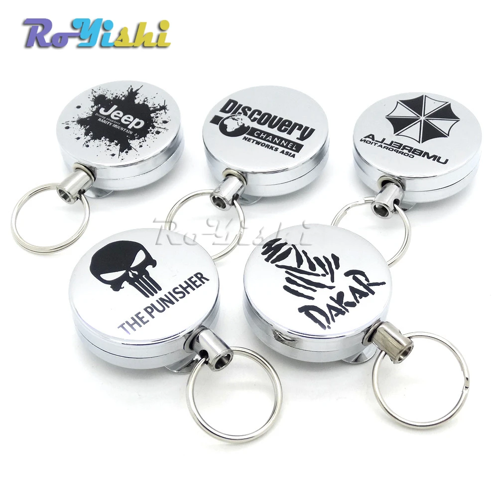 2X Recoil Extendable Metal Wire Key Chain Ring Clip Pull Keyring Retracting TN