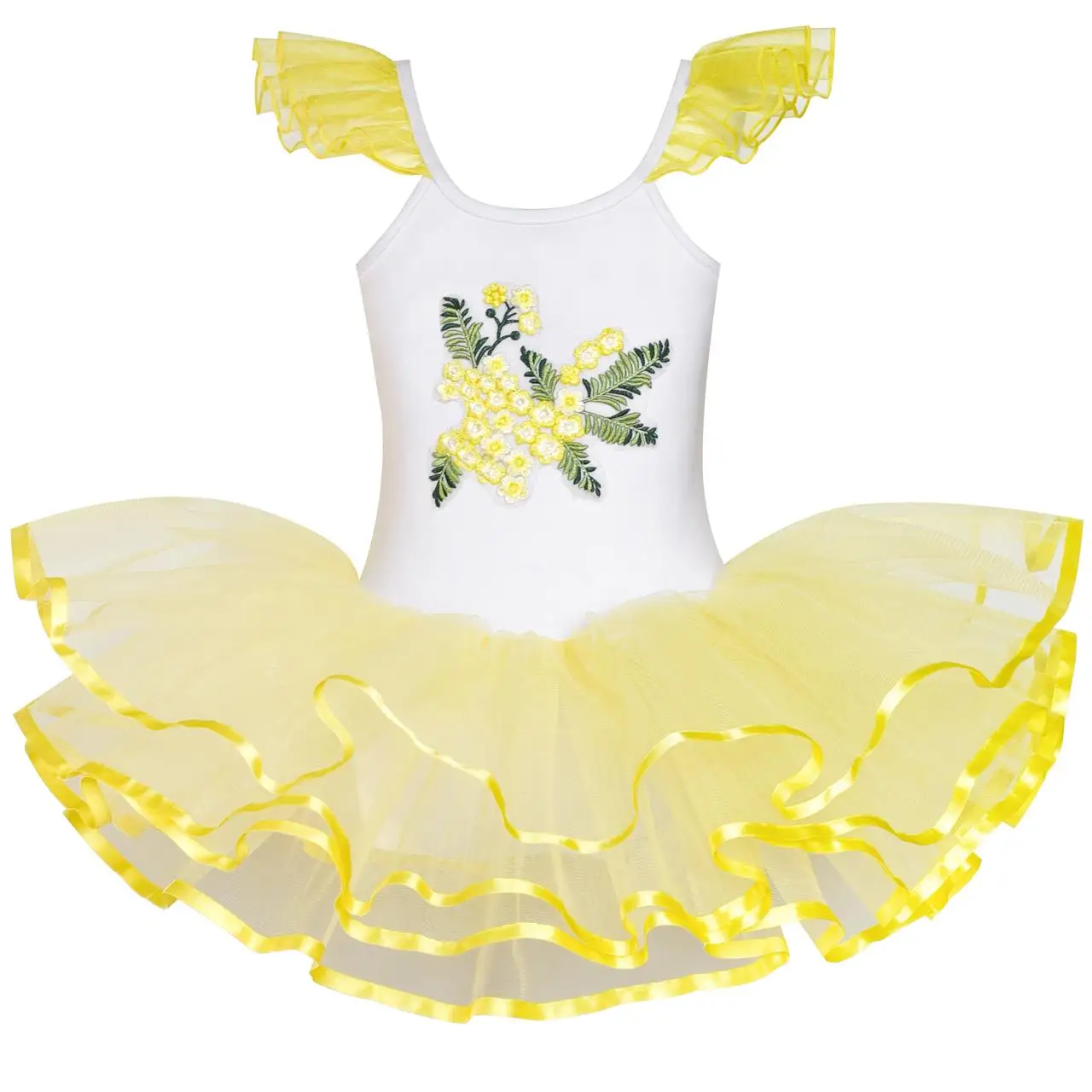 Sunny Fashion платья для девочек новогодние костюмы Милый Пачка На танцах Желтый балет