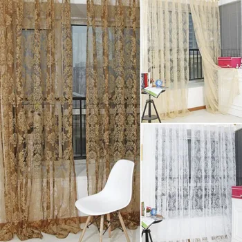 

1*2m New Luxury Tulle Bronzing Window Screens Door Balcony Curtain Panel Sheer Scarfs