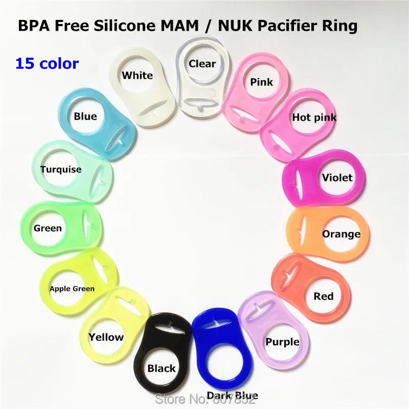

5pcs food grade BPA Free silicone baby pacifier ring dummy ring mam adapter chain holder rings for NUK