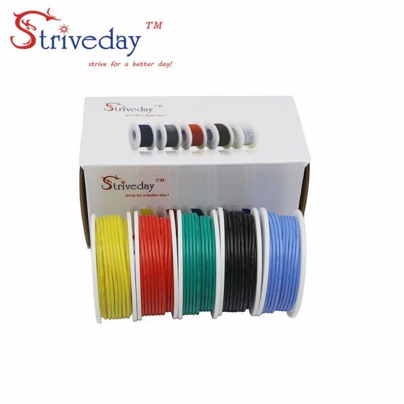 22AWG 30 м гибкий силиконовый сплошной электронный провод луженая медная линия 5 цветов Смешанная посылка PCB кабель провода DIY