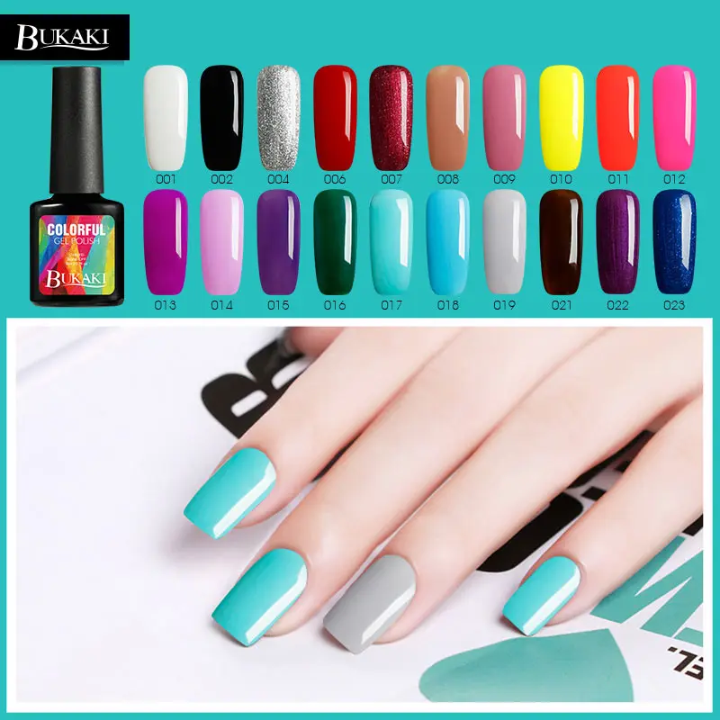 

BUKAKI French Manicure Nail Gel Polish Hot Sale Nude Color Series Nail Gel Varnishes Soak Off UV Blue Color Gel Lacquer