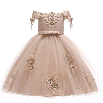 

Girls Wedding Floral Birthday Princess Party Dress Kids Baby Flower Dress Baby Girl One-Shoulder Tutu Dress Children Clothing