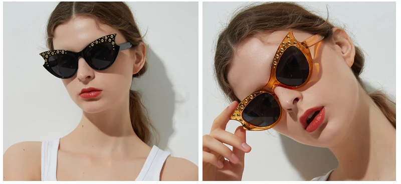 Peekaboo Ретро заклёпки Солнцезащитные очки женские кошачий глаз сексуальные черные Последняя мода дизайнерские солнцезащитные очки для женщин Винтажные белые
