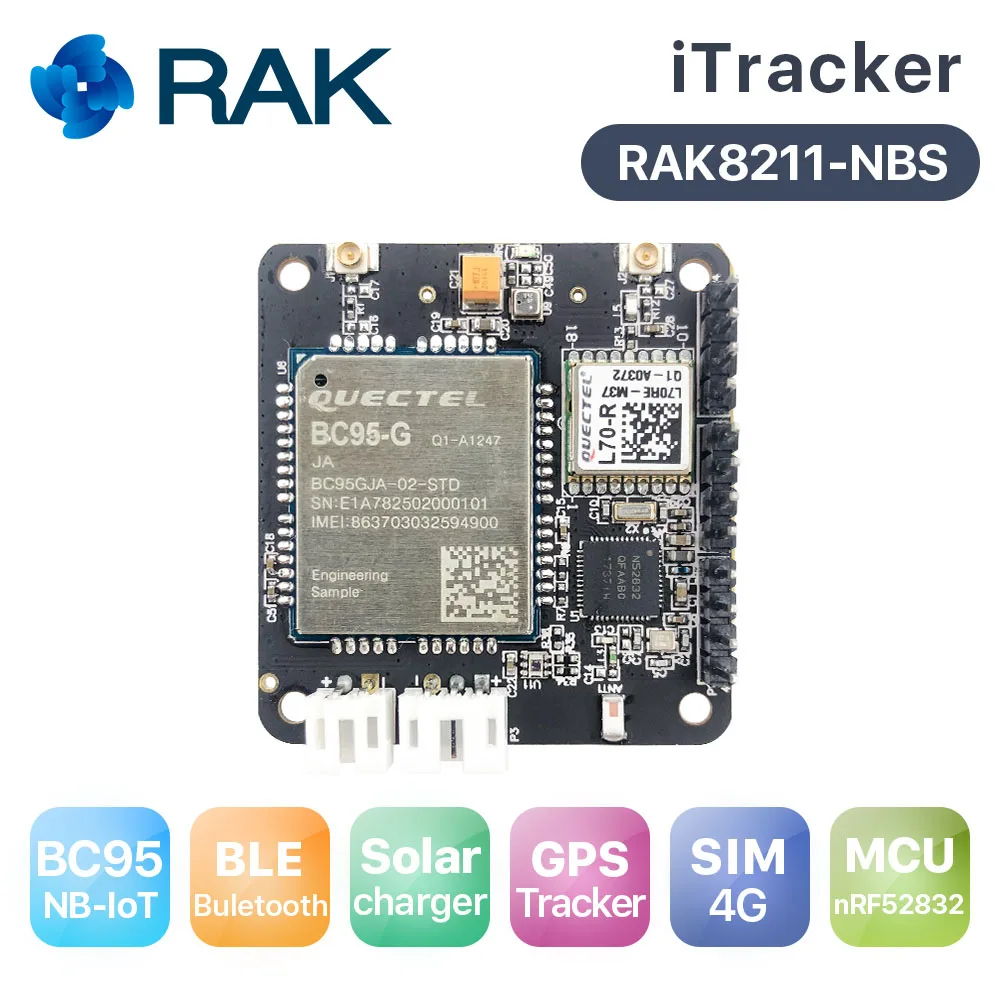 RAK8211-NBS Bluetooth 5 iTracker NB-IoT gps TrackerModule, BC95 поддержка глобальной полосы, датчик трехосного ускорения, NORDIC52832 - Цвет: RAK8211-NBS