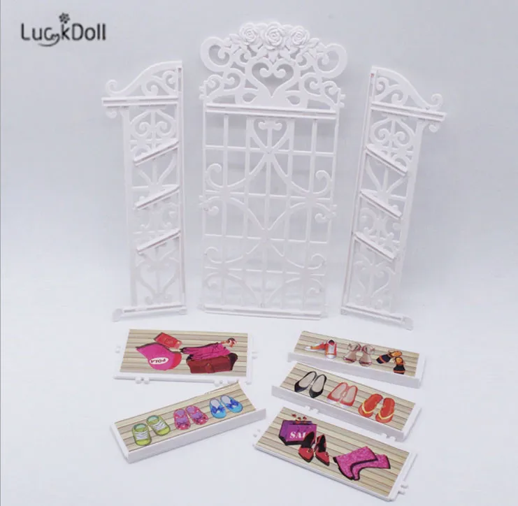 Аксессуары для кукол LUCKDOLL обувной шкаф на белой полке игрушечный домик мебель