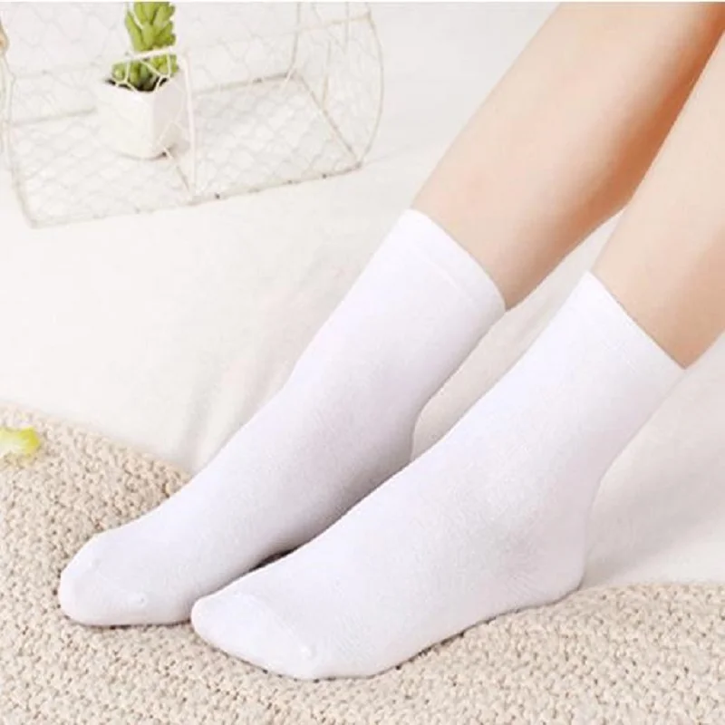 

10 PCS = 5 pairs women socks pure color black and white ash