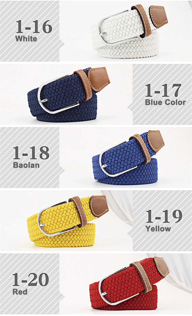 Hoge Kwaliteit Modieuze Elastische Canvas Riemen voor Vrouwen Gebreide Gesp Verstelbare Riem Mannelijke Canvas Riemen voor Jeans 26 Kleuren NIEUWE