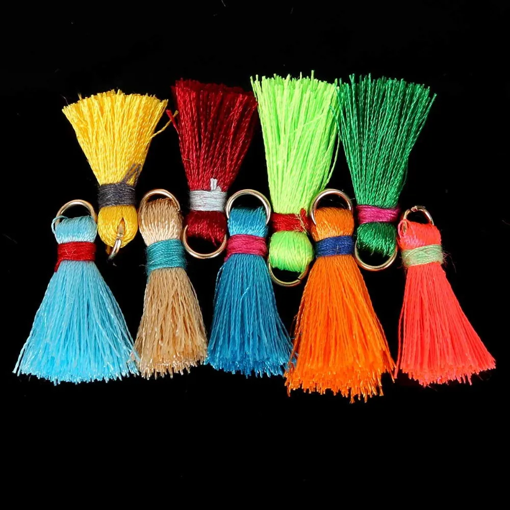 cheap 2018 New 20mm 100pcs bag Silk Mini Tassel Charms Jewelry Making Findings Materials Findings amp;Components material 18colors