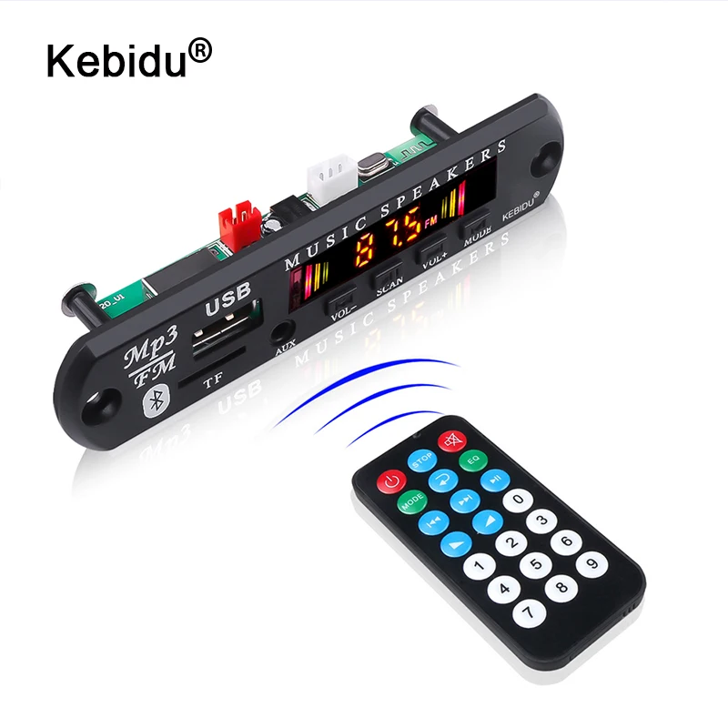Kebidu Bluetooth 5,0 приемник автомобильный комплект MP3 плеер декодер цветной экран FM радио TF USB 3,5 мм AUX аудио для Iphone XS|MP3-плееры|   | АлиЭкспресс