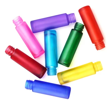

1000pcs 10ml Thick Portable Frosted Colorful Glass Roller Perfume Bottles Travel Refillable Rollerball Essential Oil Vial