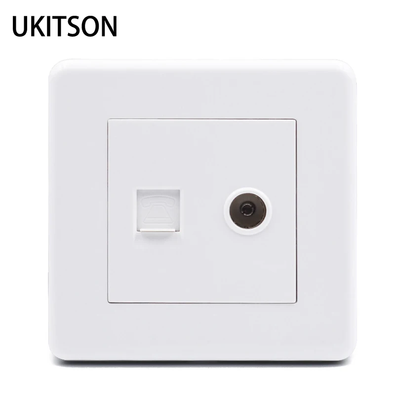 Glossy Wall Plate RJ11 Phone Socket With Coaxial Cable TV Plug