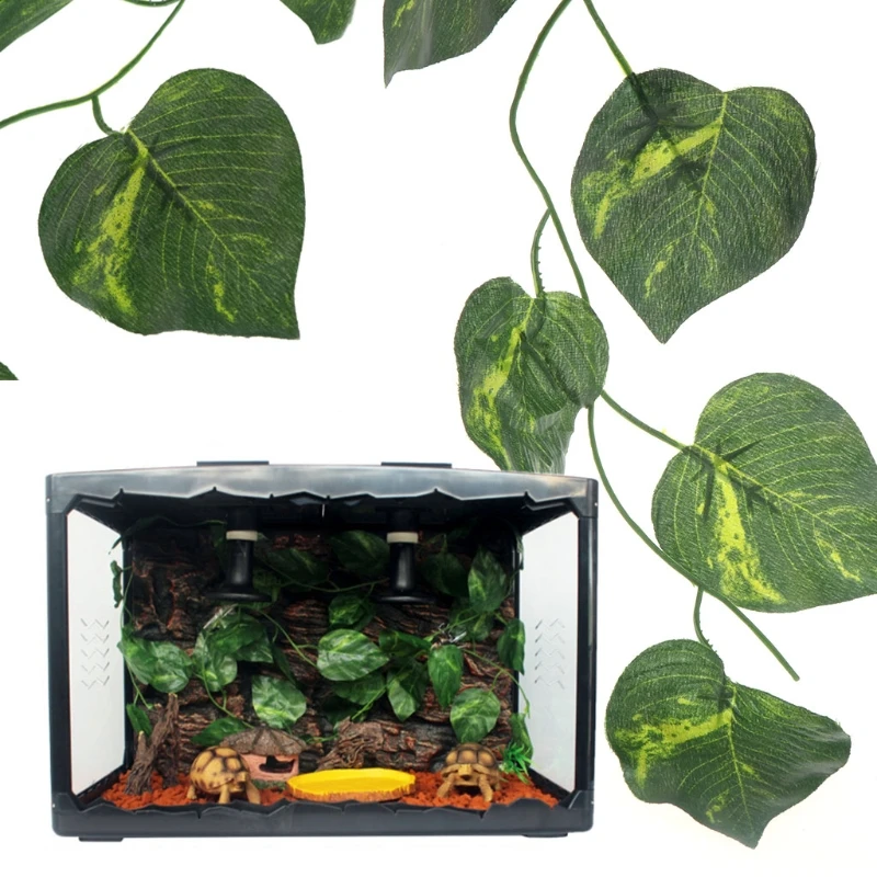 Искусственный виноградный ящик для рептилий чехол украшение ящерица зеленые листья 2,4 м искусственные растения