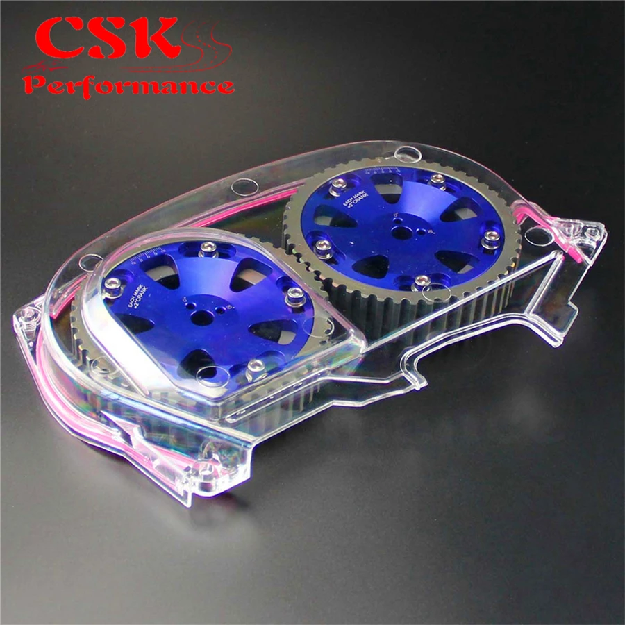 Clear Timing Belt Cover + Cam Pulley Gear Fits For Mitsubishi Lancer