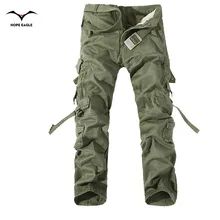 2016 Новый Мужчины Брюки-Карго army green большие карманы украшения мужские повседневные брюки легко мыть мужской осенью армия брюки плюс размер 42