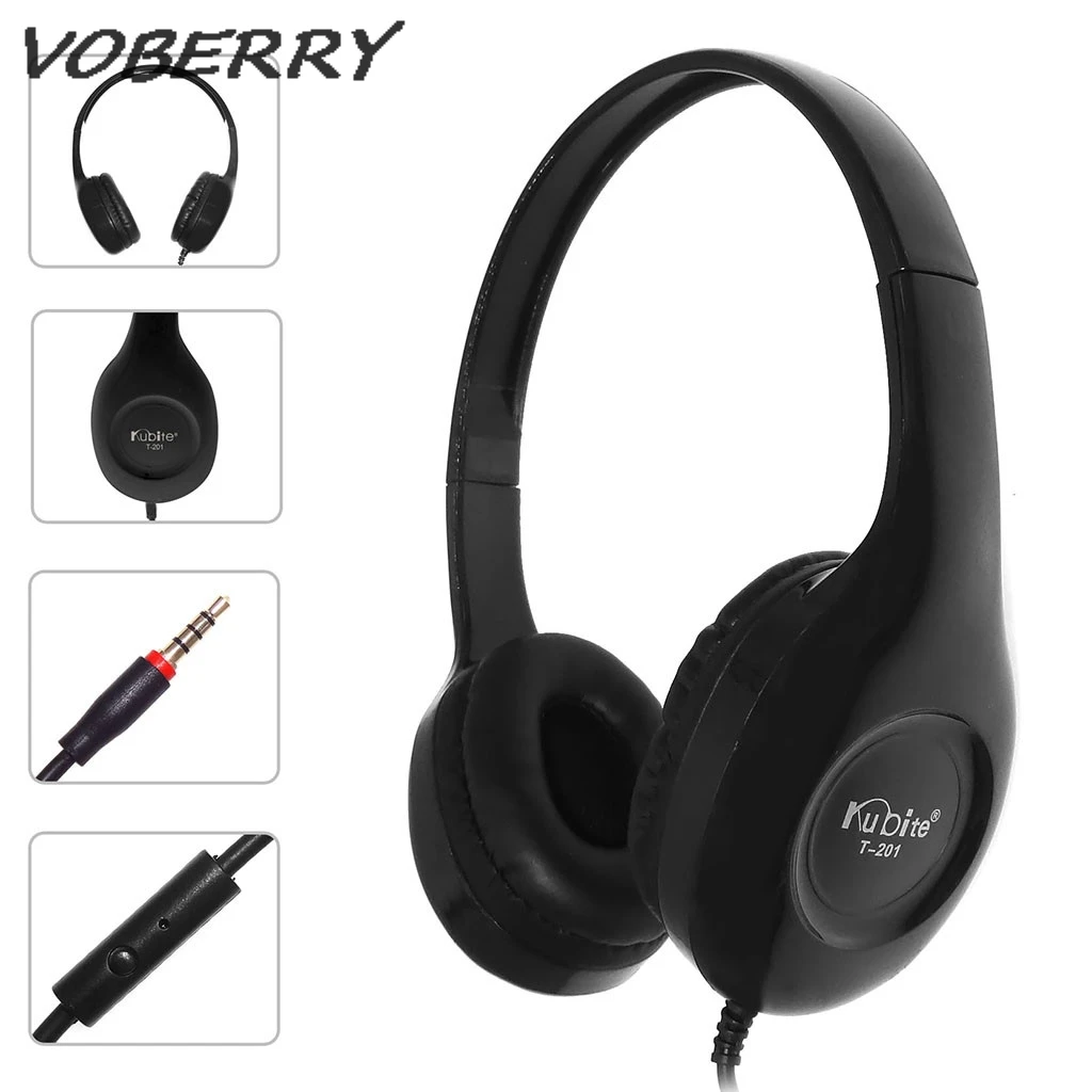 Проводные Игровые наушники VOBERRY 3,5 мм, складные проводные наушники с микрофоном для студентов, детей T201