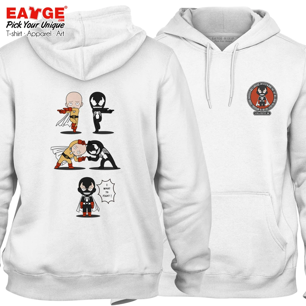 

Creative Punk Unisex Pullover Fusion Design Anime Crossover Superhero Print Sweatshirts One Punch Man VS Venom Fleece Hoodies
