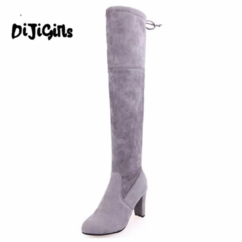 Hot 2017 designer suede slim thigh high boots woman fashion over the knee boots women sexy shoes high heels autumn ladies boots hot fashion solid concise suede slim thigh high women boots over the knee winter high heels woman shoes