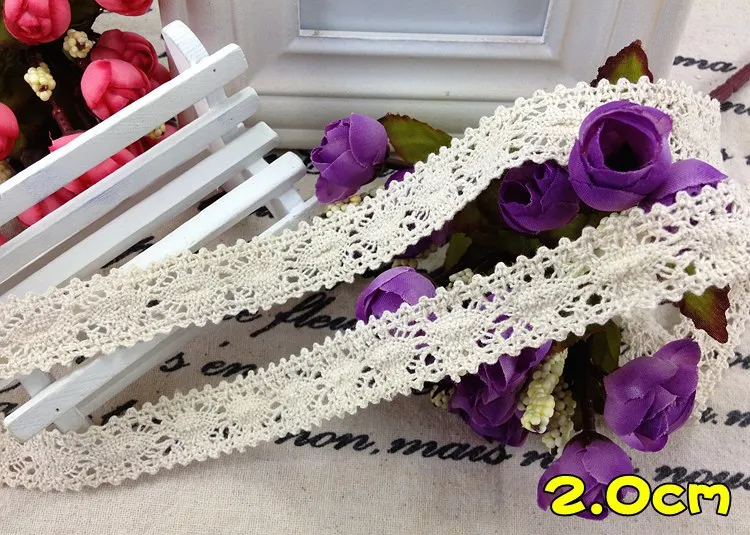 Buy 10M /Lot 2 cm Wide Cotton Braided Lace Fabric