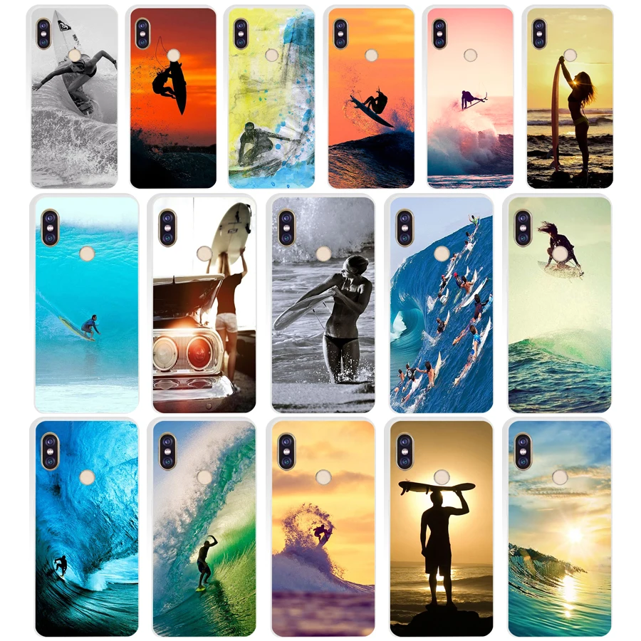 

65AQ Sport Surf Vague Sea Soft Silicone Tpu Cover phone Case for xiaomi redmi 6 pro note 6 pro 5 plus 4 4x mi 8
