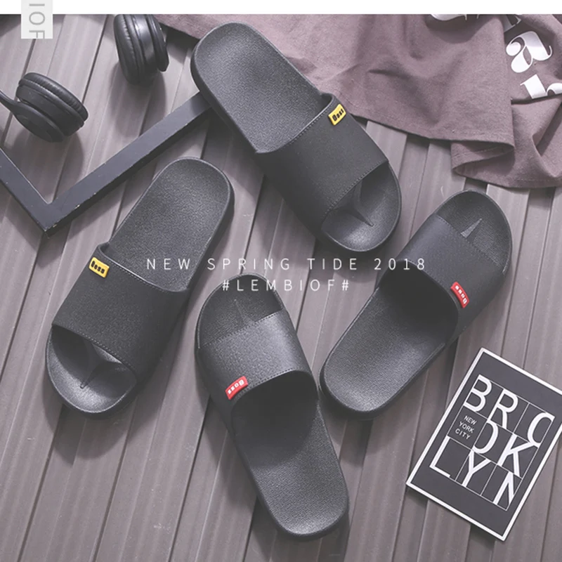 

EABXZ Women Slides 2018 Fashion Leather Beach Shoes Women Flat Heels Flip Flops Barefoot Slipper Zapatillas Mujer buty damskie