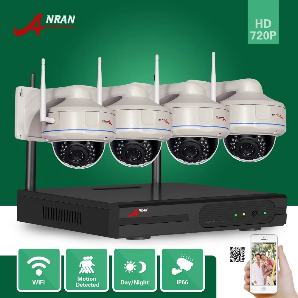  ANRAN Surveillance Plug &Play 4CH Wifi NVR 30 IR Vandalproof Dome Security CCTV 720P Network Wireless IP Camera Video System 