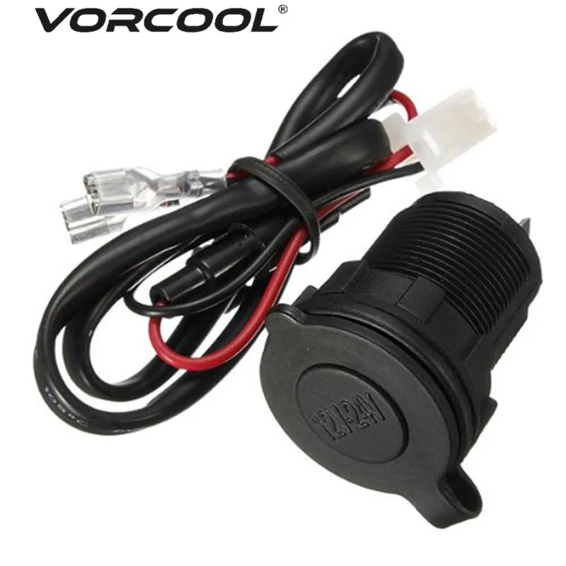 

VORCOOL DC 12V/24V Universal Waterproof Cigarette Lighter Outlet Socket Adapter with 60cm Cable For Car Motorcycle Boat Tractor