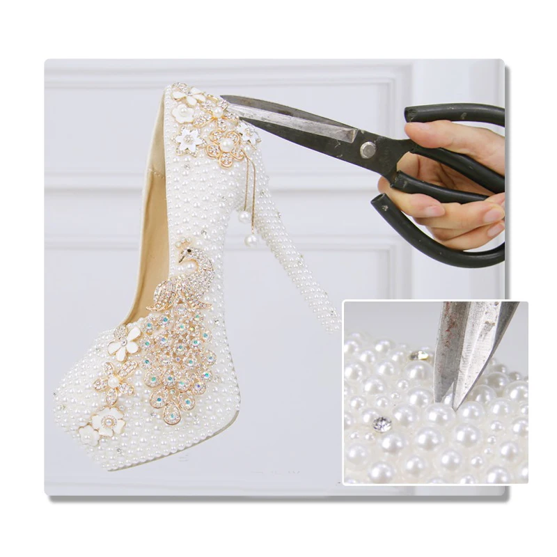Pearl Crystal Heels Women's Shoes Handmade 4 Pearl Crystal Heels Women's Shoes Handmade 4