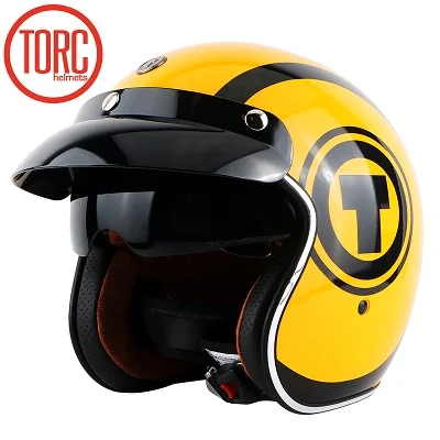 Винтажный мотошлем T57 moto rcycle 3/4 с открытым лицом шлем Cool skull moto casco moto cicleta Capacete с внутренним козырьком - Цвет: Yellow moon