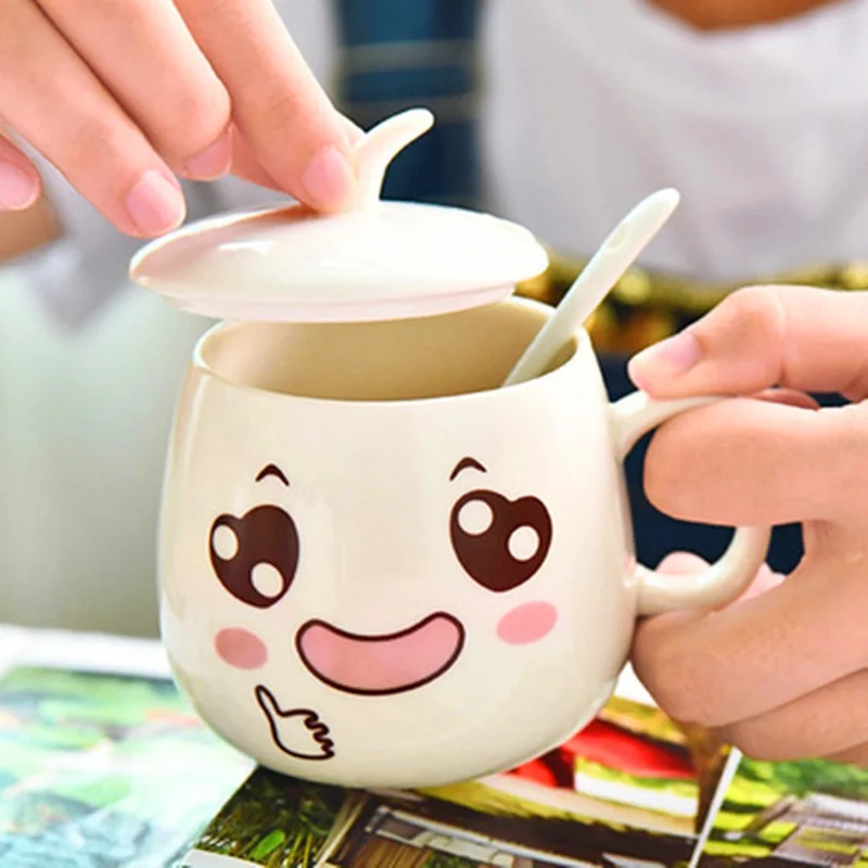 

Cute Kawaii Emoji Cup Ceramic Emotion Coffrr Milk Mug Smily Face Facepalm Blush Face 320ML Tasse Licorne