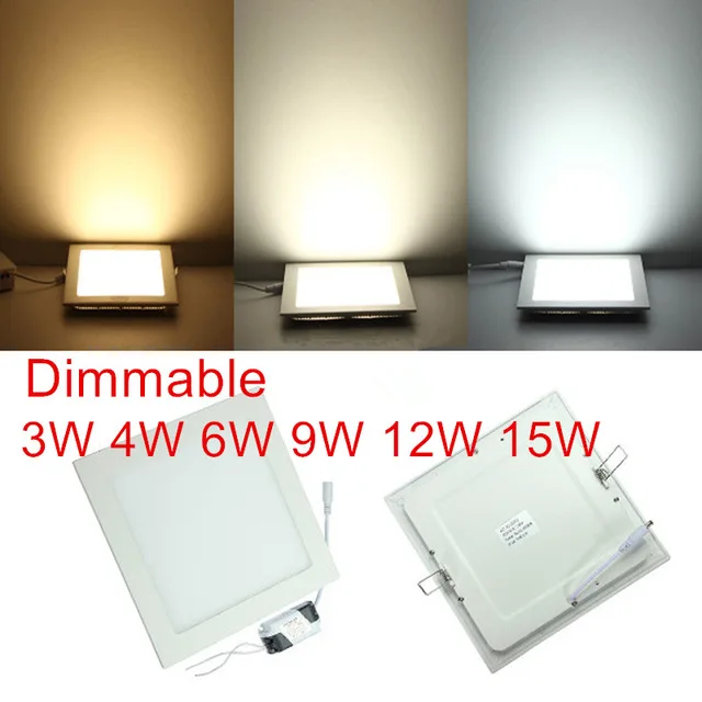 

3W/6W/9W/12W/15W/25W dimmable LED downlight Square LED panel Ceiling Recessed Light bulb lamp AC85-265V smd2835