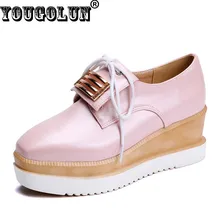 Yougolun elegante müßiggänger frauen casual schnüren karree schuhe frau Fashion Knoten Schuh Dame Weiß Rosa Blau Frühling Plattform schuh