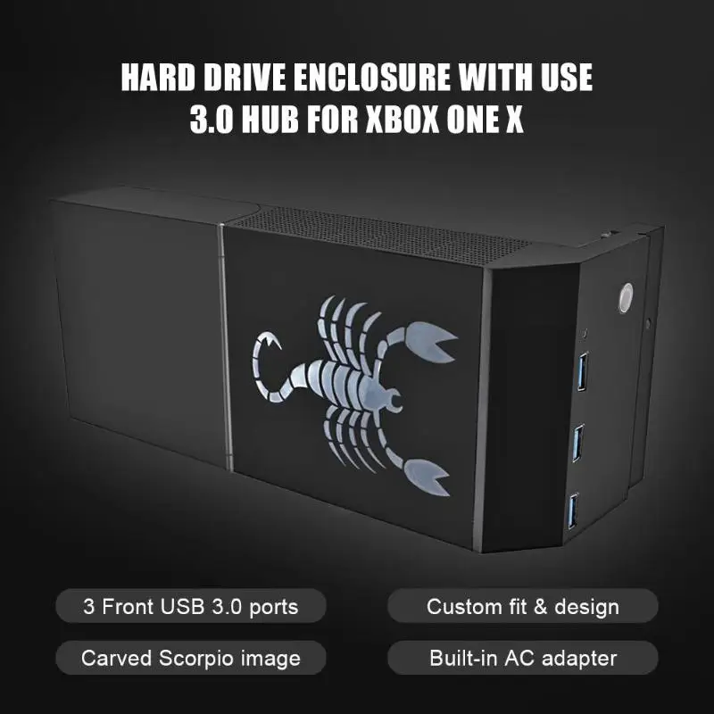 

6TB USB 3.0 Game Console Hosts External Hard Drive HDD Enclosure Case Box Media Hub for Xbox One X With Cooling Hole