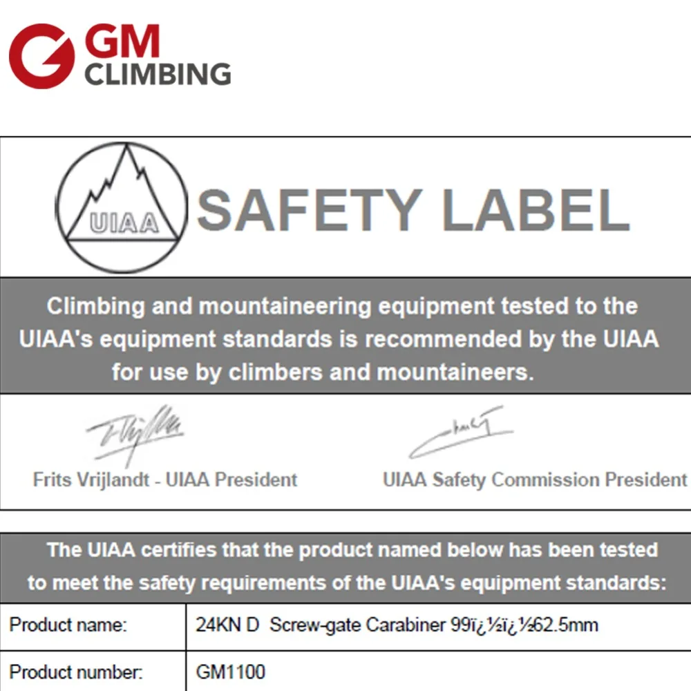 GM Альпинизм 10 шт. 24kN D Карабин CE / UIAA винтовой замок Скалолазание альпинизм