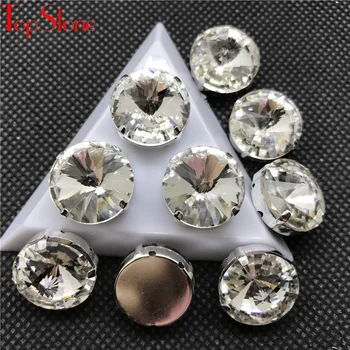 

Quality Clear Crystal Round Rivoli Sew On Claw Rhinestones Glass Sew-on stone Sewing Crystal Strass for costume dress
