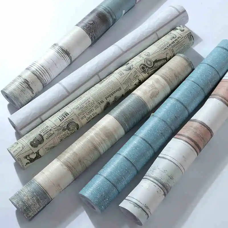 

Dormitory bedroom Mediterranean thick PVC self-adhesive wallpaper desk wooden door renovation stickers waterproof wallpaper-195