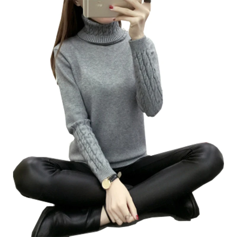 2019 Sweater Women New Style Autumn And Winter Thick Slim High Collar Solid Color women's Sweaters Pullovers Vestidos LXJ463 | Женская