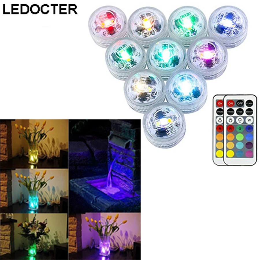 Мини 3 см RGB погружные огни многоцветный подводный свет лампа с 21 клавишей пульт