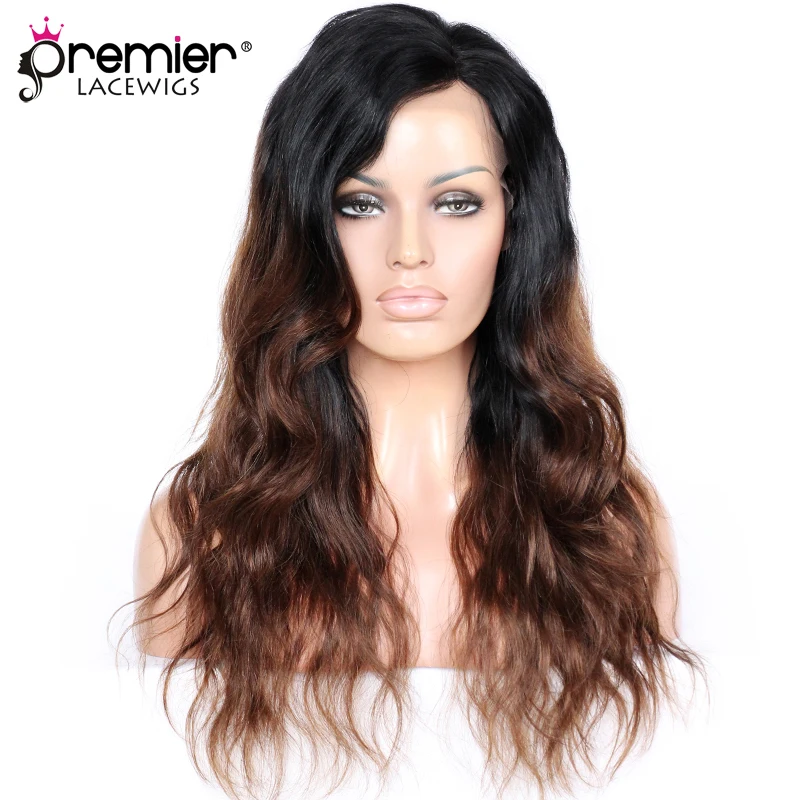 PREMIER Lace Front Wig Ombre Human Hair Wigs Rihanna Chocolate Brown