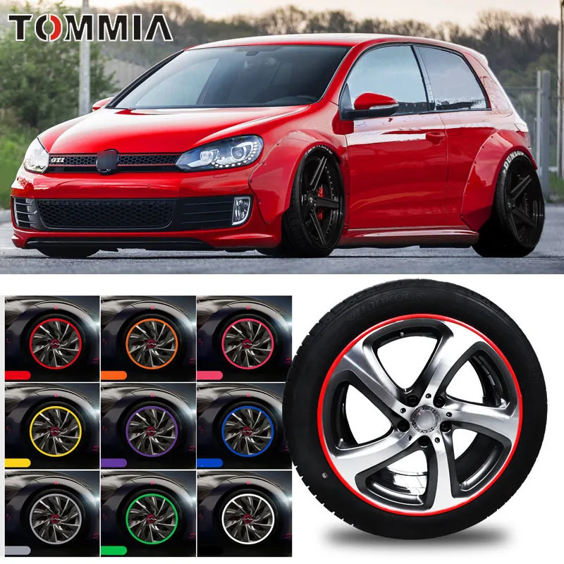 

8M Car Wheel Hub Rim Edge Protector Ring Tire Strip Guard Rubber Decals For Volkswagen golf 6
