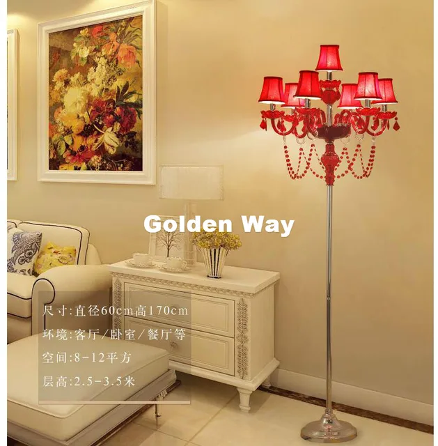 Free Shipping D60cm H150cm Gold/Red Crystal Glass Floor Lamp ... Free Shipping D60cm H150cm Gold/Red Crystal Glass Floor Lamp ...
