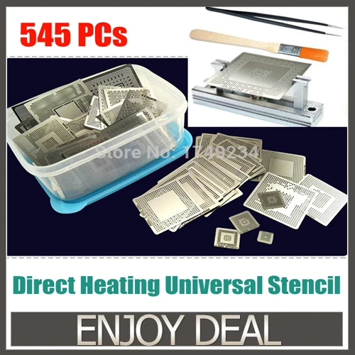 

new 545pcs/set Bga Stencil +BGA jig direct heating +Box for Bga Reballing Stencil Kit BGA reballing kit +brush +tweezer