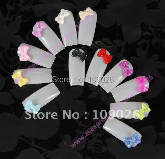 12 видов цветов 60x Мода 3D галстук бабочка горный хрусталь Дизайн ногтей Советы Декоративные DIY