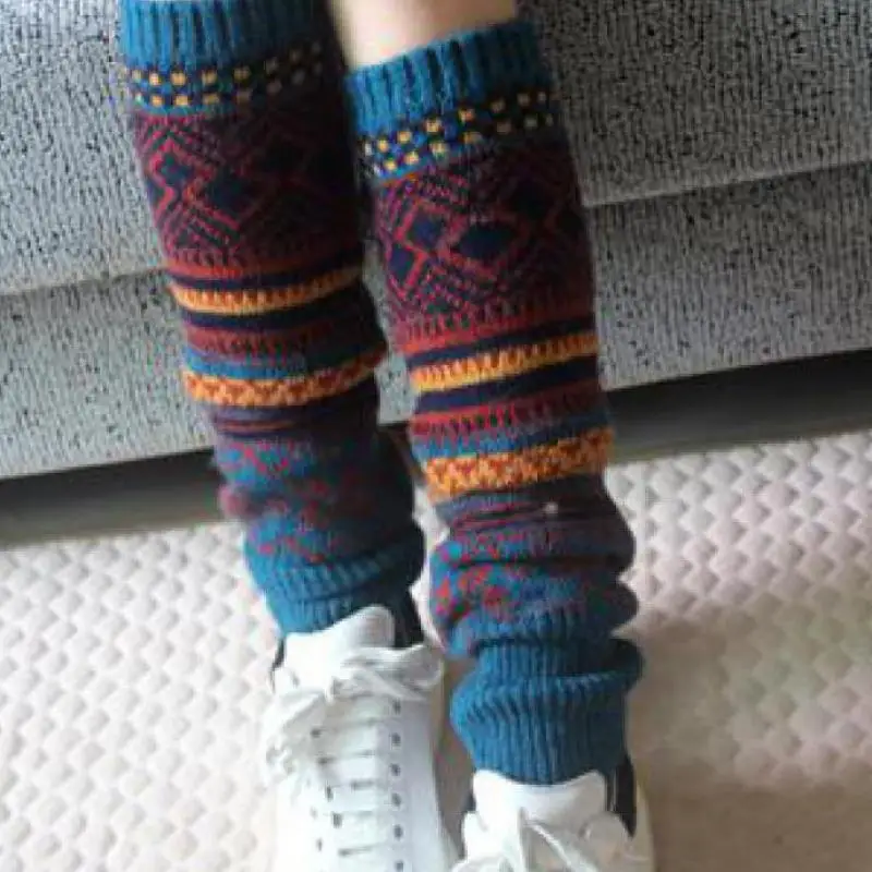 

Women Boho Legwarmers Aztec Knit Leg Warmers For Tall Short Boots Womens Snowflake Patchwork Boot Toppers Winter Fashion