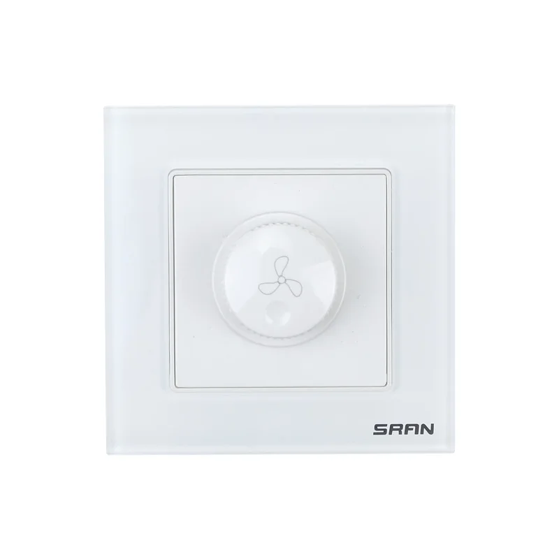 Wall speed regulating fan switch 220V toughened glass stainless steel panel type 86 images - 6