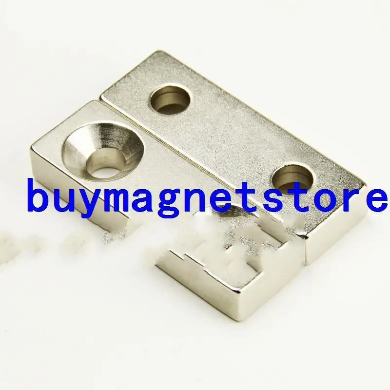

2PC Super Strong Neodymium Block 60 x 20 x 10 mm Magnet Countersunk 2 Holes 5 mm