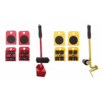

5pcs Furniture Transport Lifter Tool 4 Mover Roller+1 Wheel Bar Durable Furniture Transport Moving Tool Hand Tool Set 2 Colors