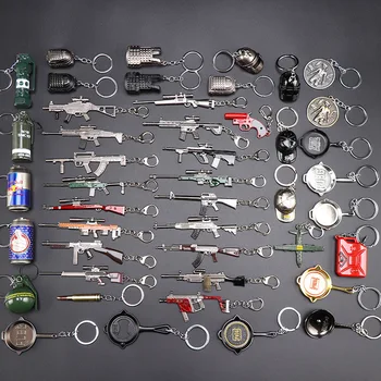 

Game PUBG Playerunknown's Battlegrounds Weapons Gum Model Keychain Metal Alloy Keyring Holder For Souvenir Cosplay Props